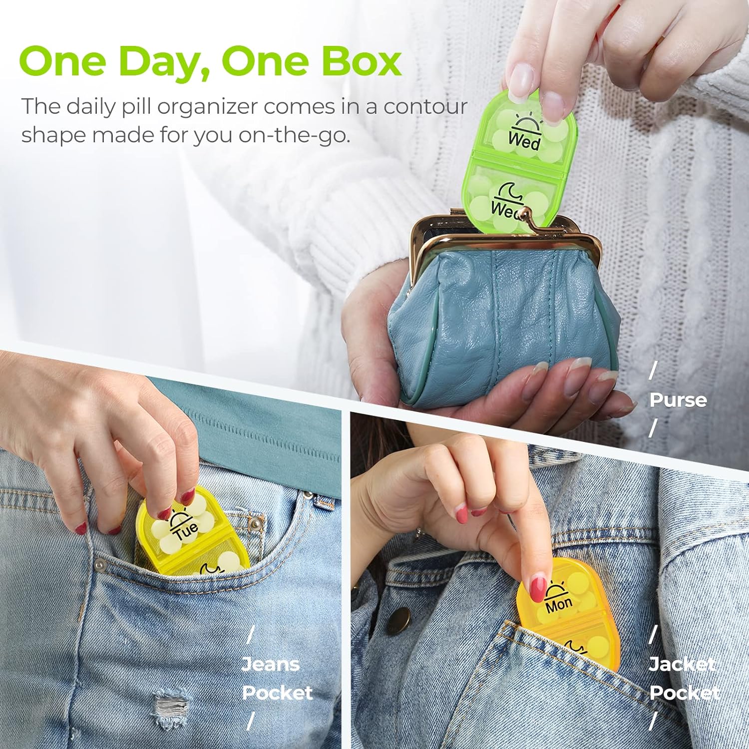 Detalle de AUVON Pill Box Organiser 7-day, 2-times a day 💊