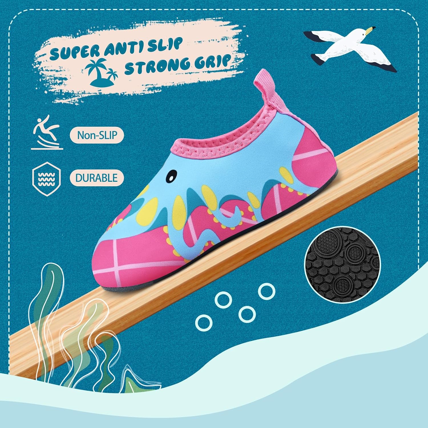 Detalle de Kids Water Shoes: Toddler Swim Beach Shoes for Boys & Girls – Quick-Dry Non-Slip Aqua Socks