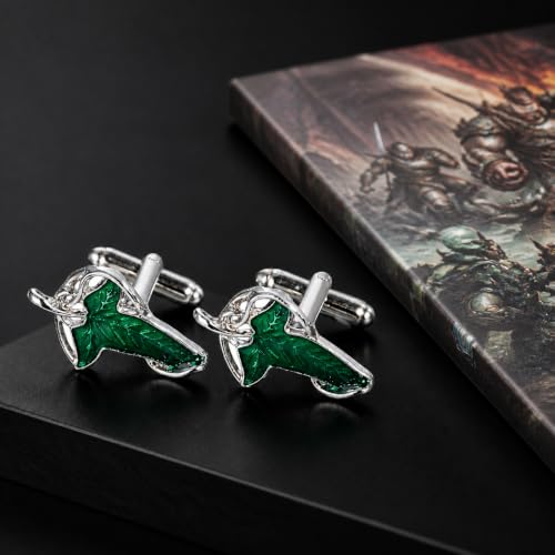 Thumbnail 6 de Gemelolandia Hoja de Lorien, gemelos de camisa plateados con esmalte verde