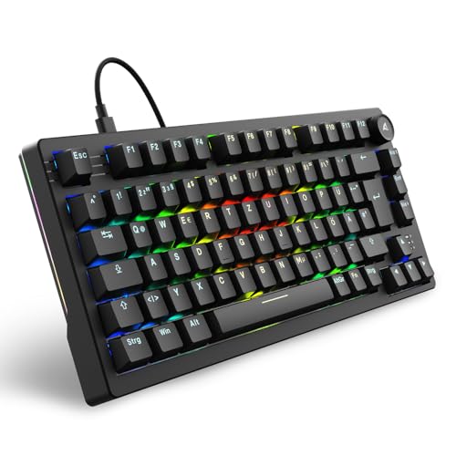 Detalle de Sharkoon SKILLER SGK25 RGB – 75% Gaming-Tastatur mit Hot-Swap und Huano RED Schaltern