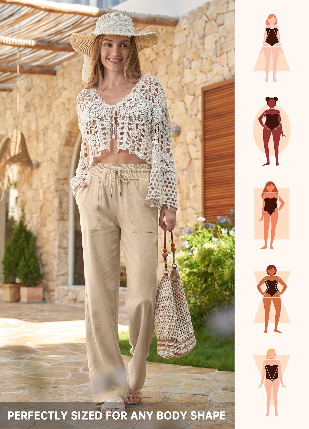 Thumbnail 6 de Willit Women Linen Pants Wide Leg Palazzo: Cotton-Linen Lounge Pants with Pockets (29/31/33)