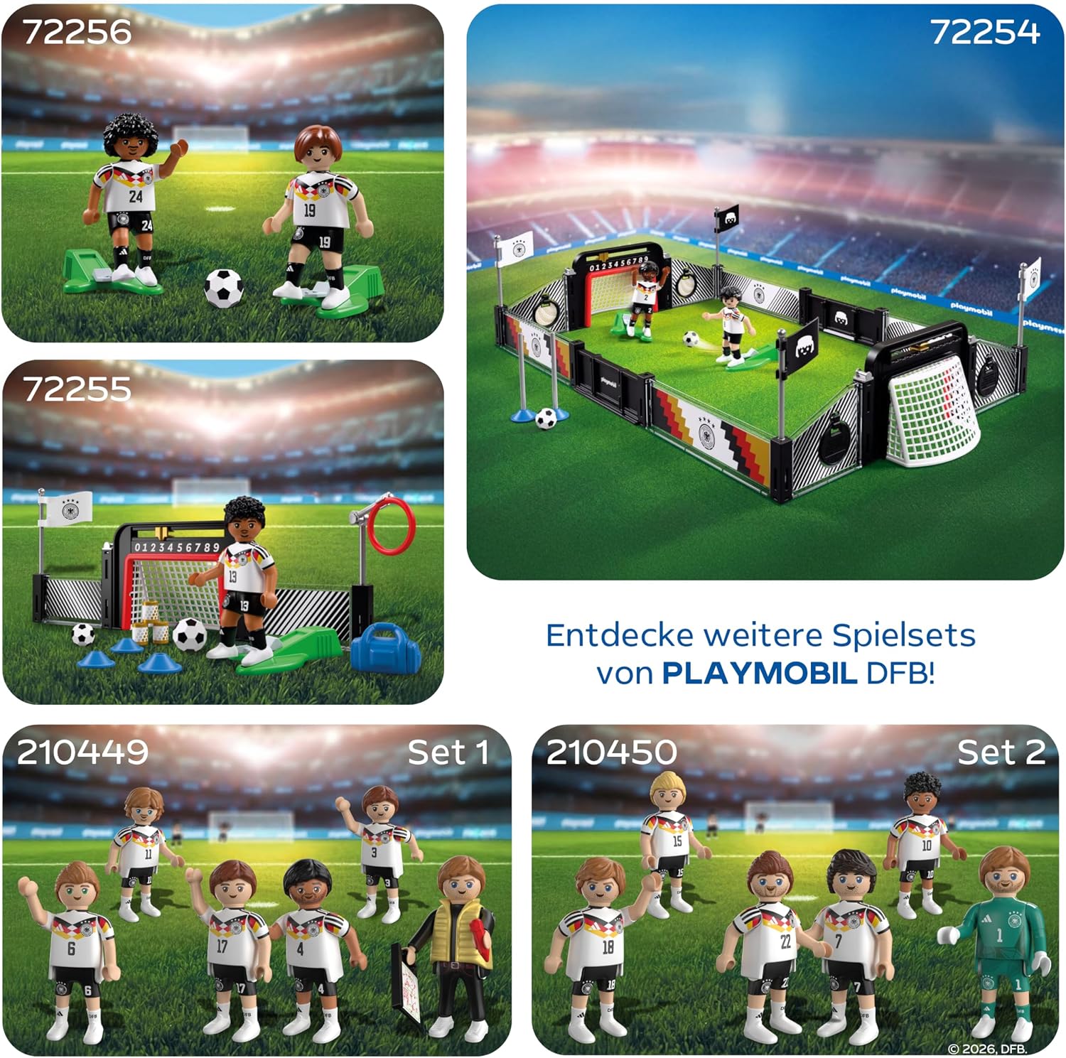 Detalle de PLAYMOBIL DFB WM Sammel Set 1 – Fußball-WM mit Julian Nagelsmann, Florian Wirtz, Joshua Kimmich, Jonathan Tah, Nick Woltemade, Waldemar Anton und Trainer (210449)