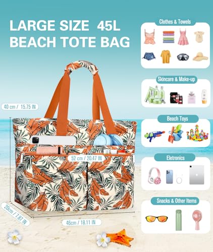 Detalle de ENONEO Bolsa de Playa Mujer Grande XXL: Gran Capacidad, Impermeable y Multifuncional