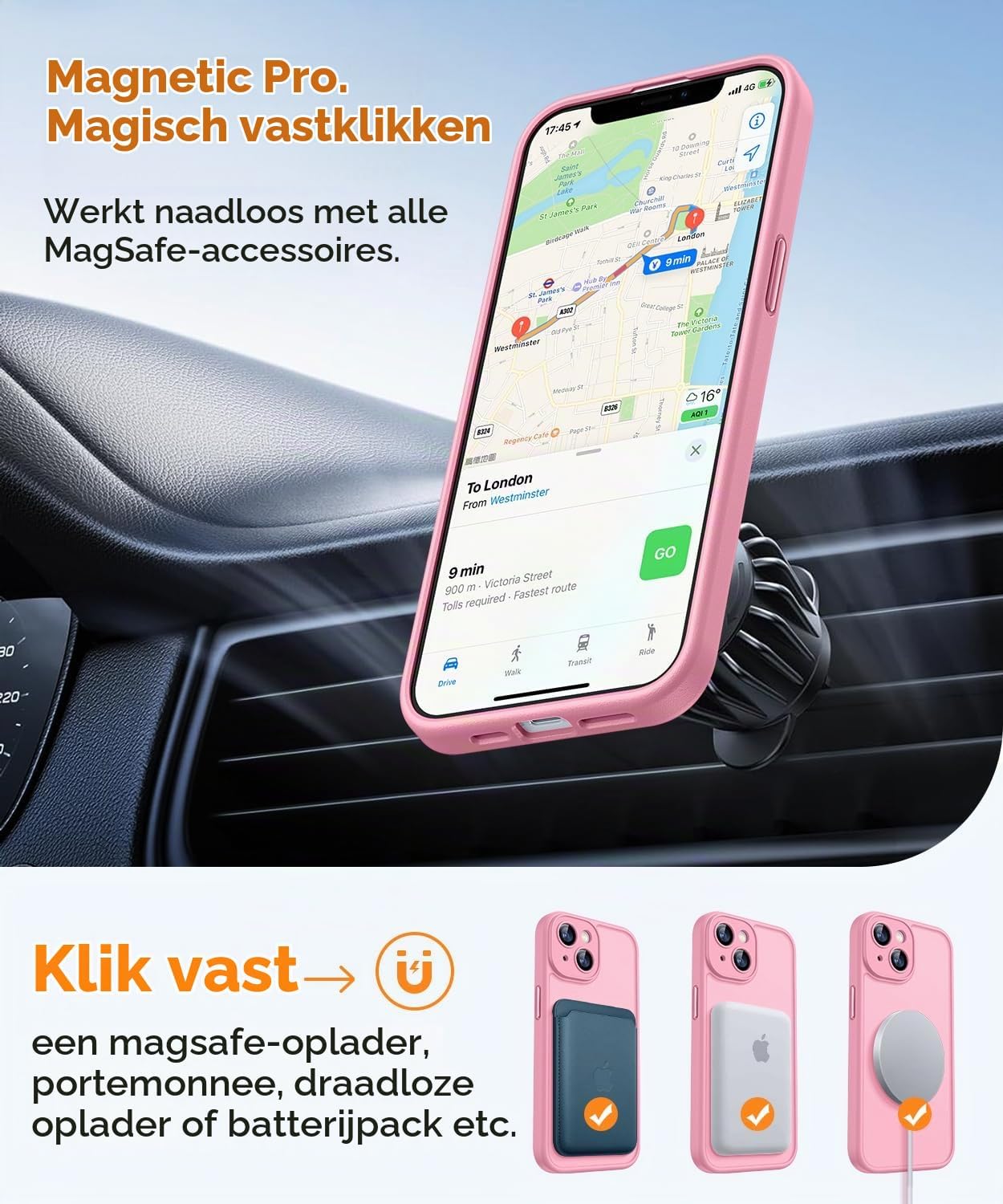 Thumbnail 4 de CANSHN Magnetic for iPhone 14 Case – lichtroze hoesje met MagSafe en camerabescherming