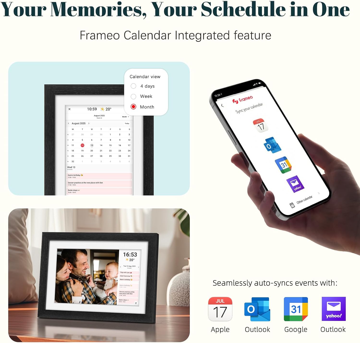 Thumbnail 5 de Digital Photo Frame WiFi Oak Wood Frame (10.1 inch) with 32GB storage and Frameo app sharing
