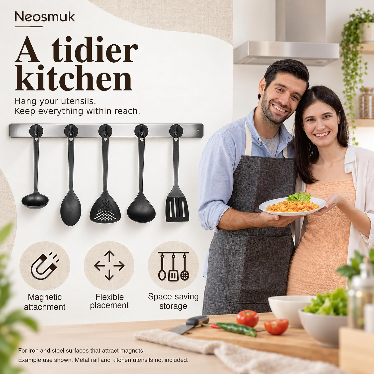 Thumbnail 6 de Neosmuk Steel Tube Magnetic Hooks, Black 6-Pack for Metal Surfaces