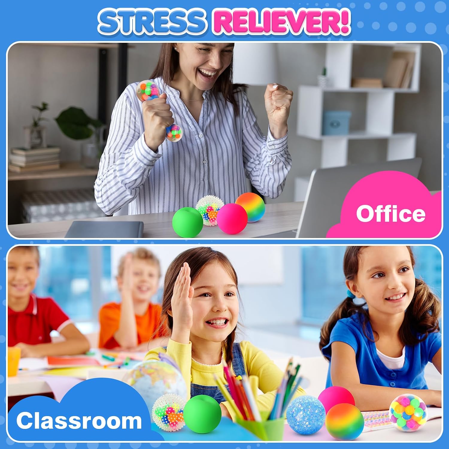 Thumbnail 3 de 6 Set Squishy Sensory Stress Balls for Adults: Calming Fidget Toys to Relieve Anxiety and Improve Focus
