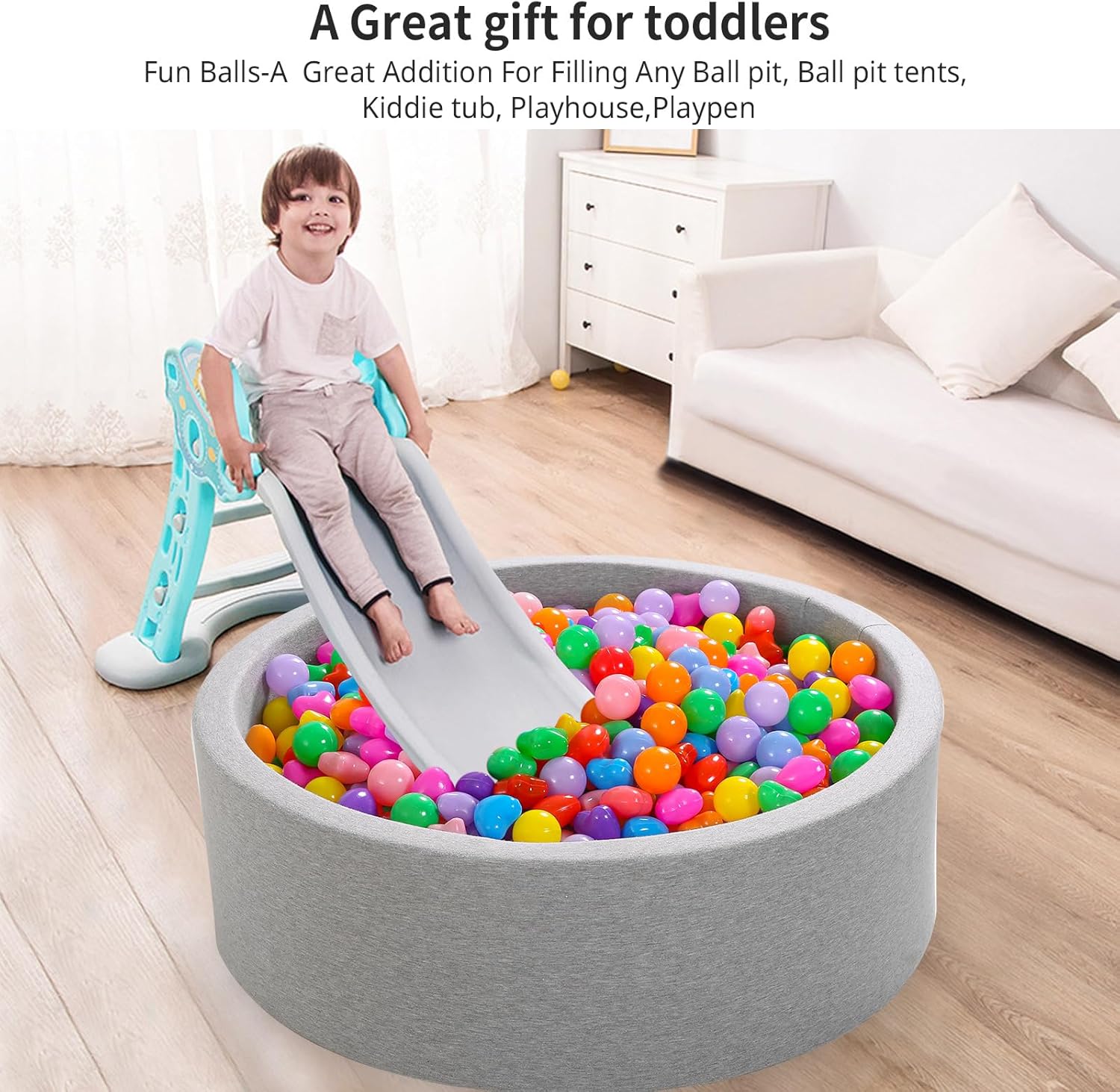 Detalle de Heopeis Ball Pit Balls Pack (100/200/500) – Star & Round, BPA Free, Non-Toxic Empty-Cavity Play Balls for Toddlers