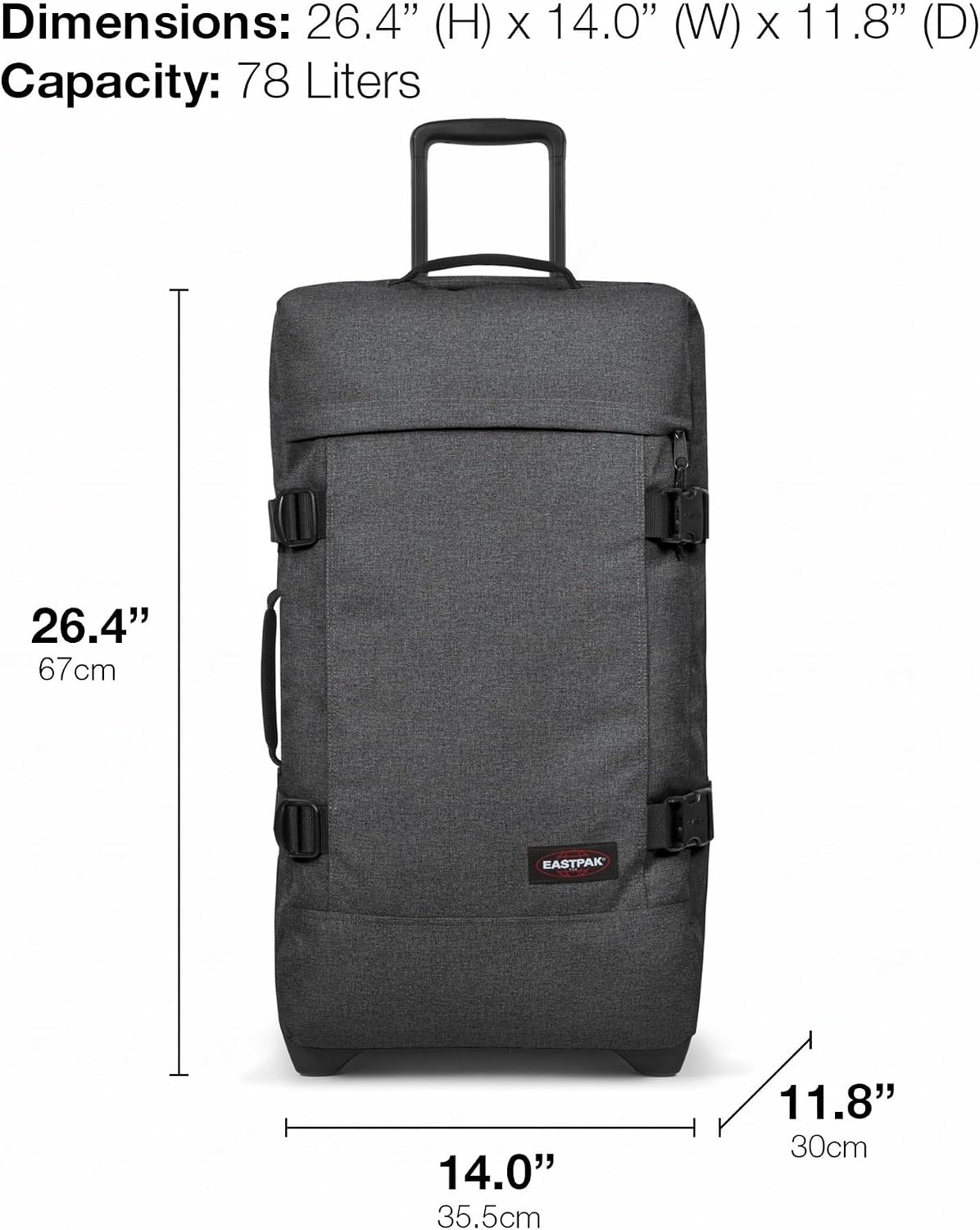 Detalle de Eastpak Tranverz M Valise Moyenne 78L – Roues doubles et rangement intelligent