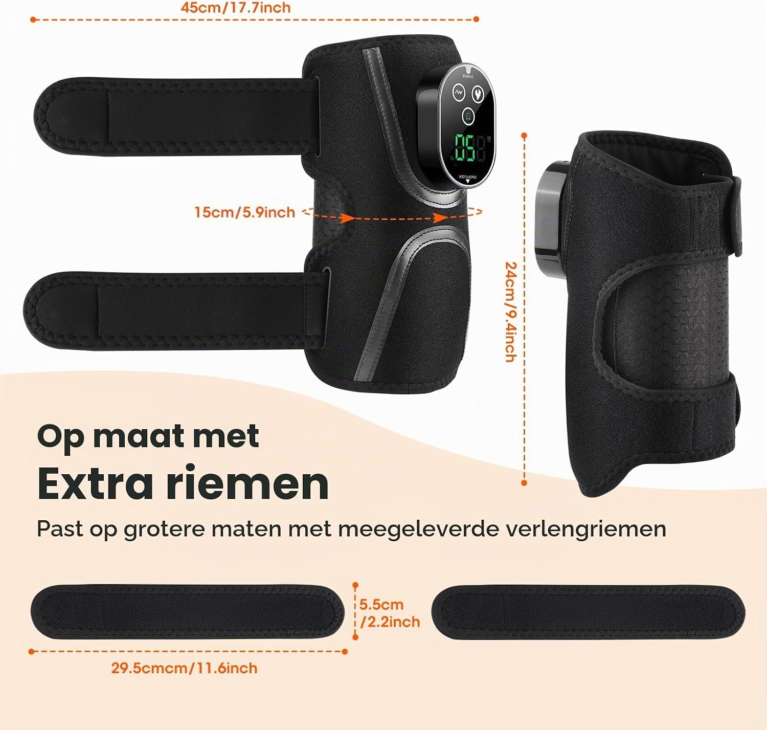 Thumbnail 4 de DYMROGE verwarmde elleboogbrace met trilmassage, touchscreen en 5 warmtestanden