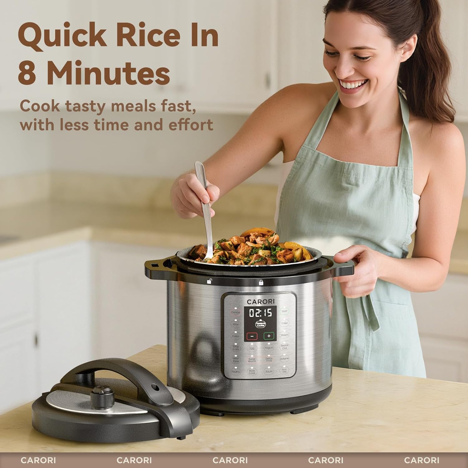 Detalle 2 de 12-in-1 Electric Pressure Cooker (8 Quart) Multi-Cooker with Non-Stick Ceramic Pot, 1200W