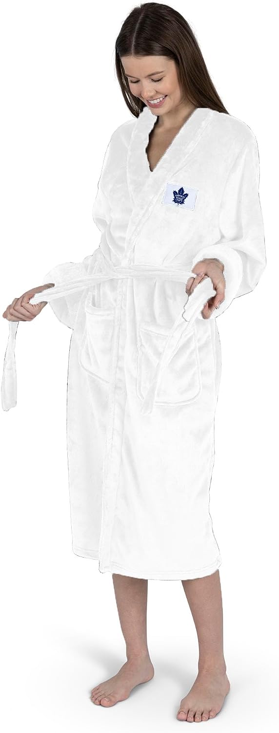 Thumbnail 1 de NORTHWEST NHL White Out Silk Touch Robe with Team Logo Patch (Mid-Length Lounge Robe)