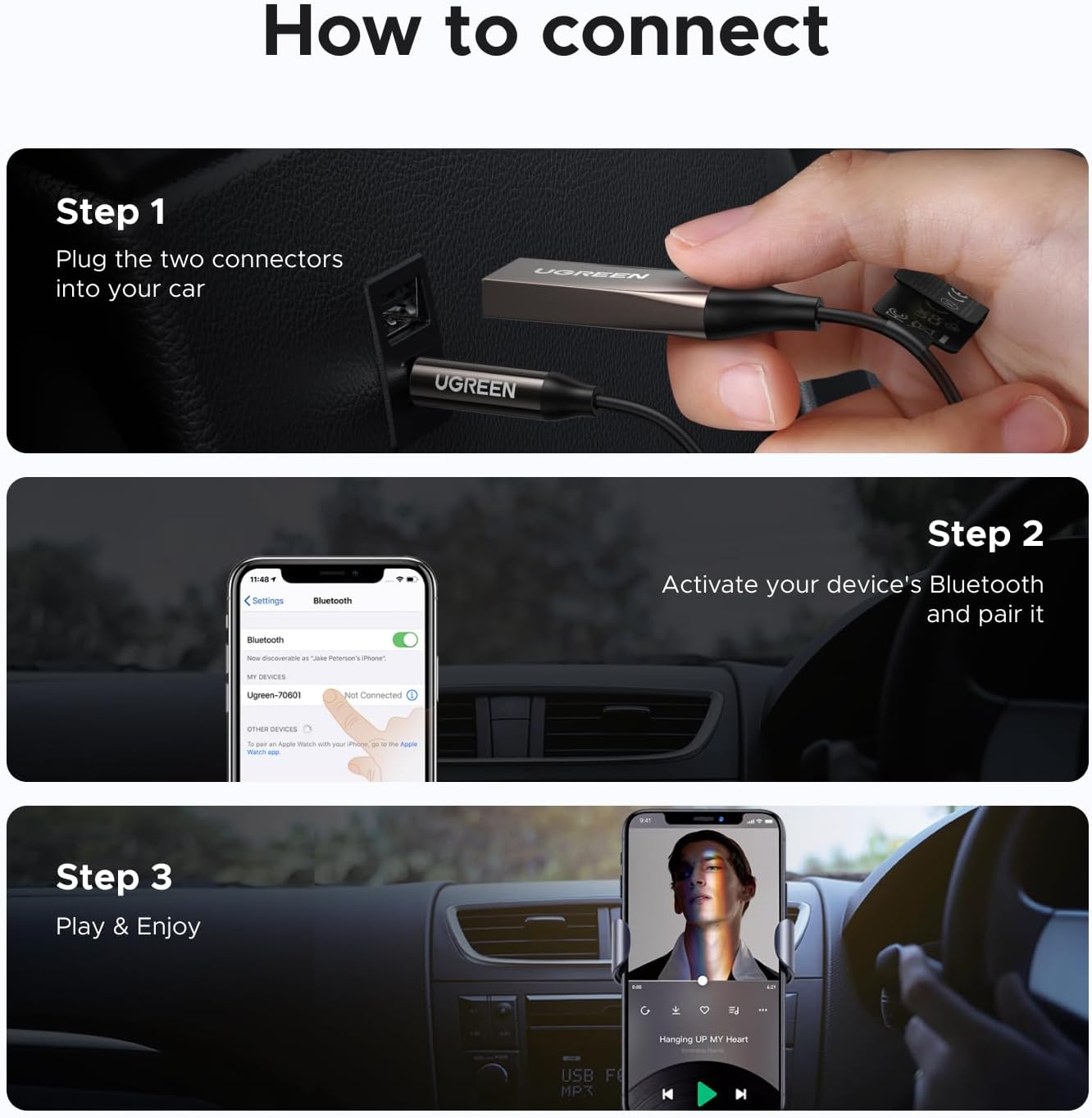 Thumbnail 6 de UGREEN Bluetooth 6.0 Aux Adapter LDAC Car Receiver