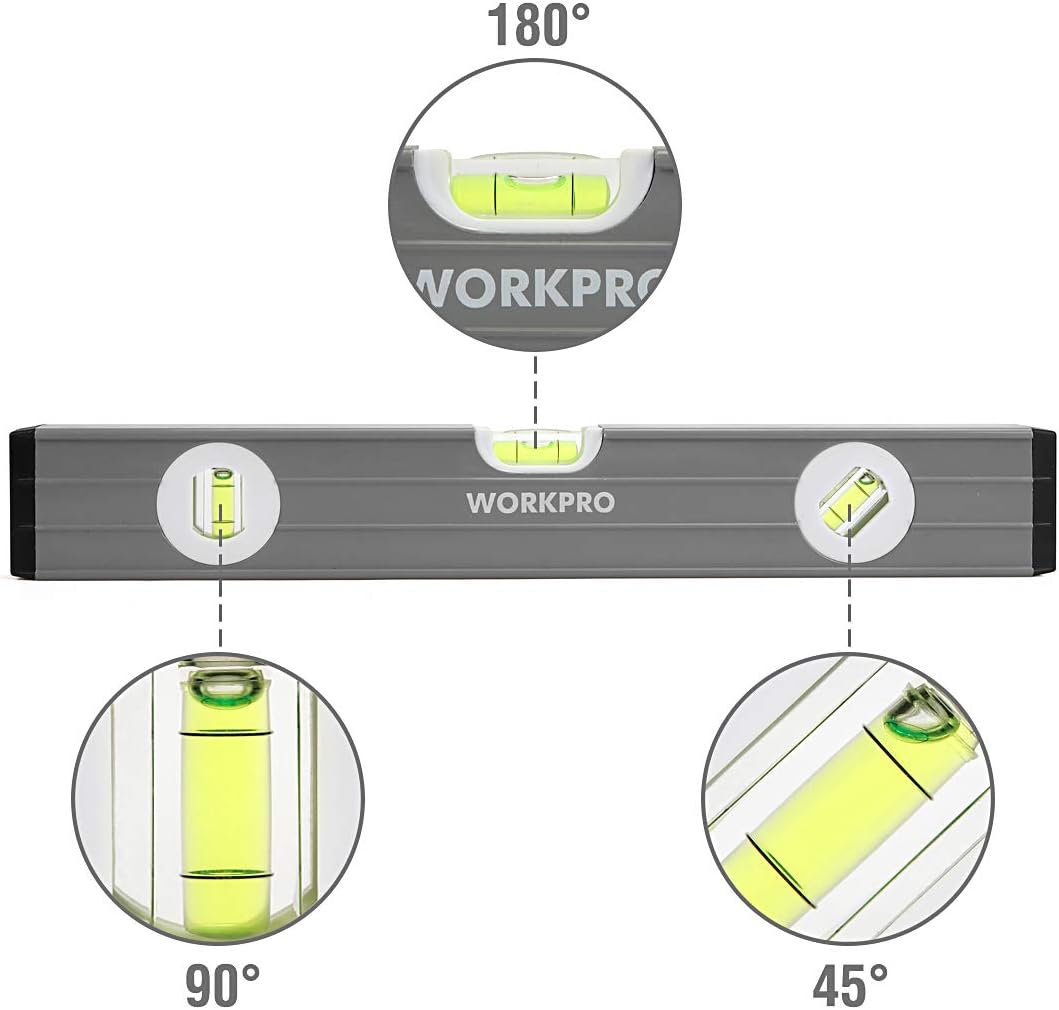 Detalle de WORKPRO zestaw 3 poziomic: magnetyczna torpedowa 23 cm oraz 40 i 60 cm