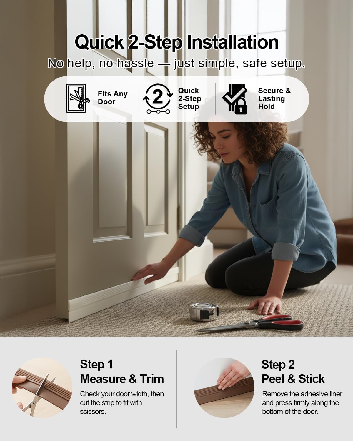 Thumbnail 6 de Upgraded Silicone Draught Excluder for Doors – Self-Adhesive White Door Seal