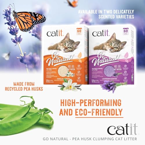 Detalle de Catit Go Natural Katzenstreu Lavendel – klumpend, 5,6 kg, staubfrei 99,9% und Lavendelduft
