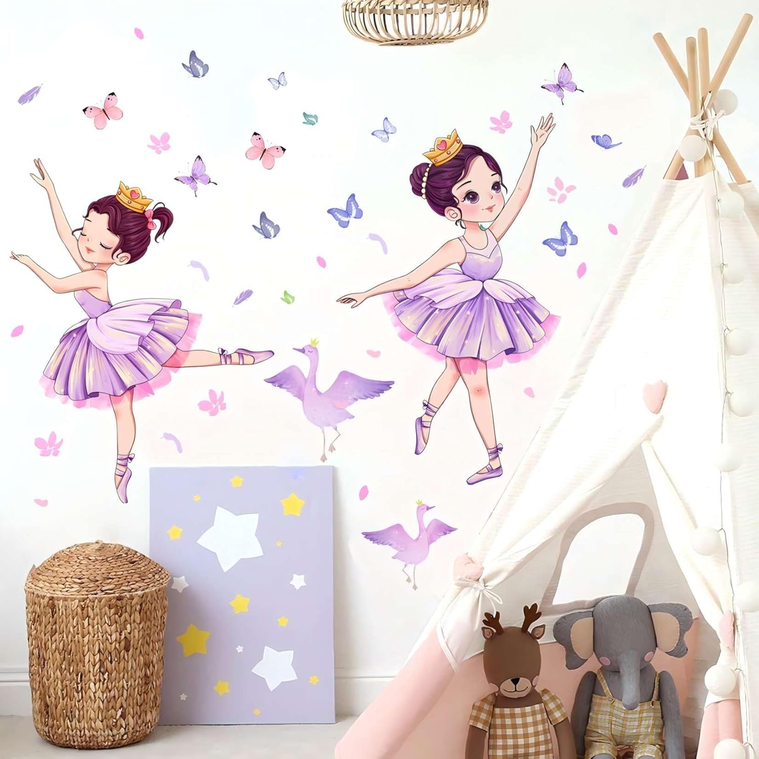 Thumbnail 4 de Butterfly Girl Wall Stickers – Swans Flower Princess Decor for Nurseries and Bedrooms