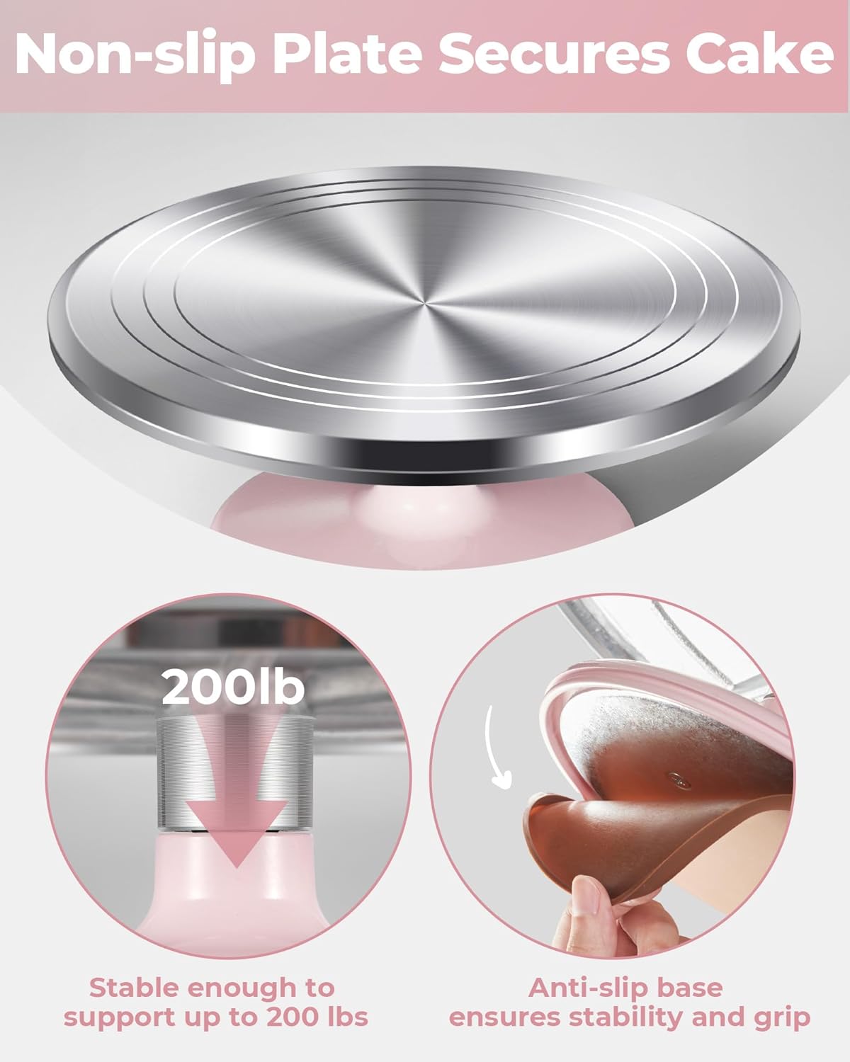 Detalle de Kootek 12-Inch Aluminium Alloy Revolving Cake Stand (360° Rotating Cake Turntable)