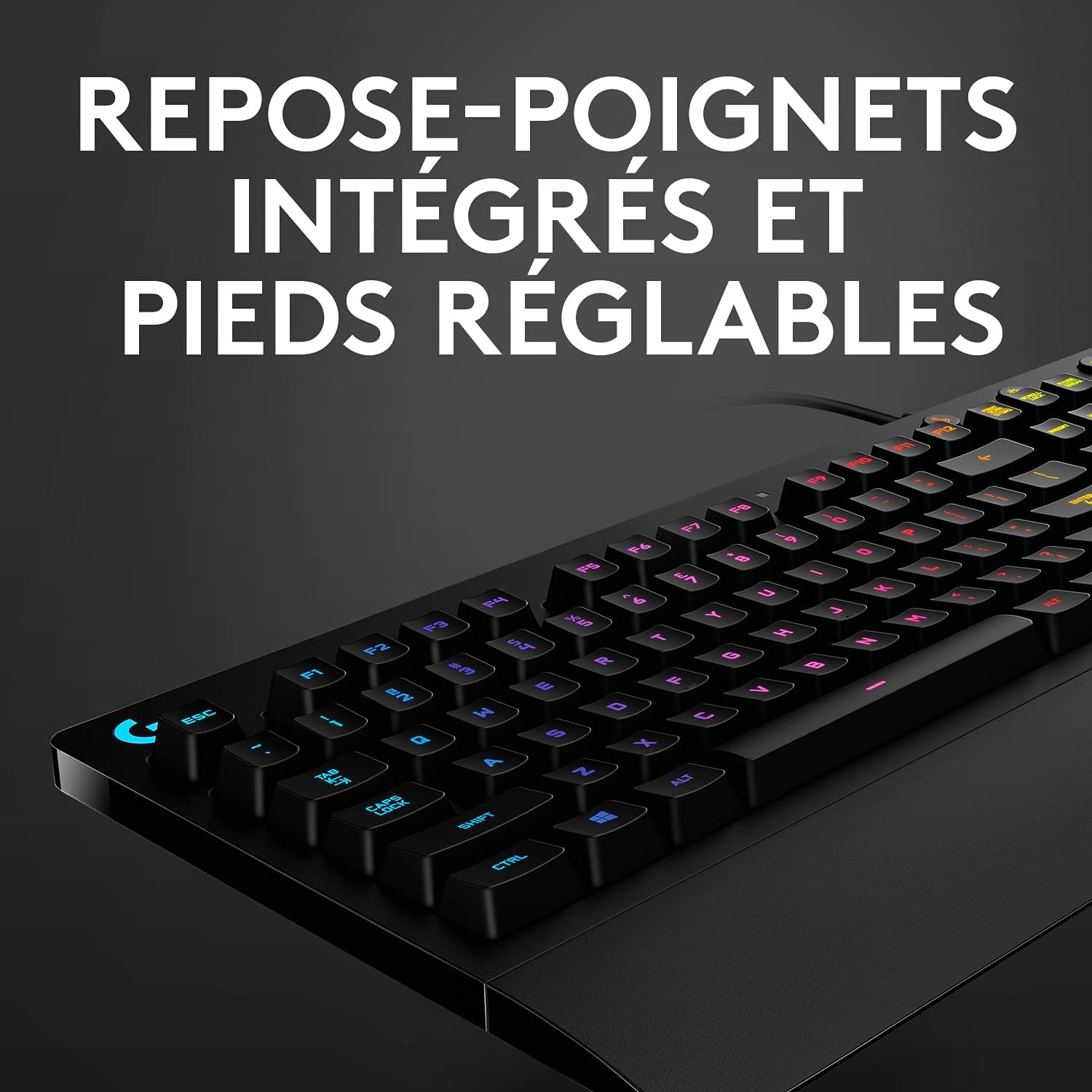 Detalle 2 de Logitech G213 Prodigy — Clavier Gamer AZERTY, éclairage RGB LIGHTSYNC et commandes multimédia dédiées