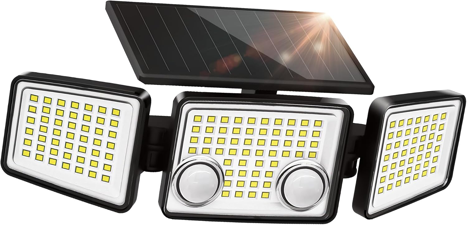 Detalle de LUTEC Solar Outdoor Lights 332 LED 7000K with Dual Motion Sensors (IP65)