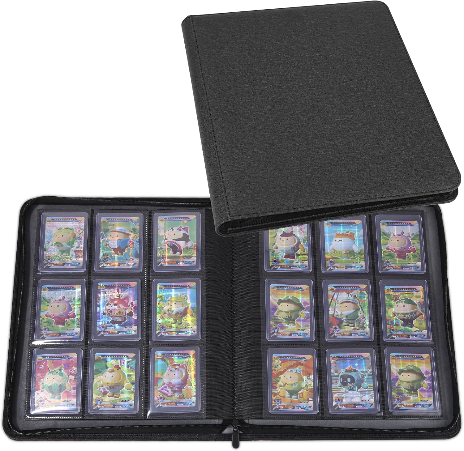 Zhufas Toploader-verzamelkaartenalbum voor 288 kaarten, zwart kunstleer