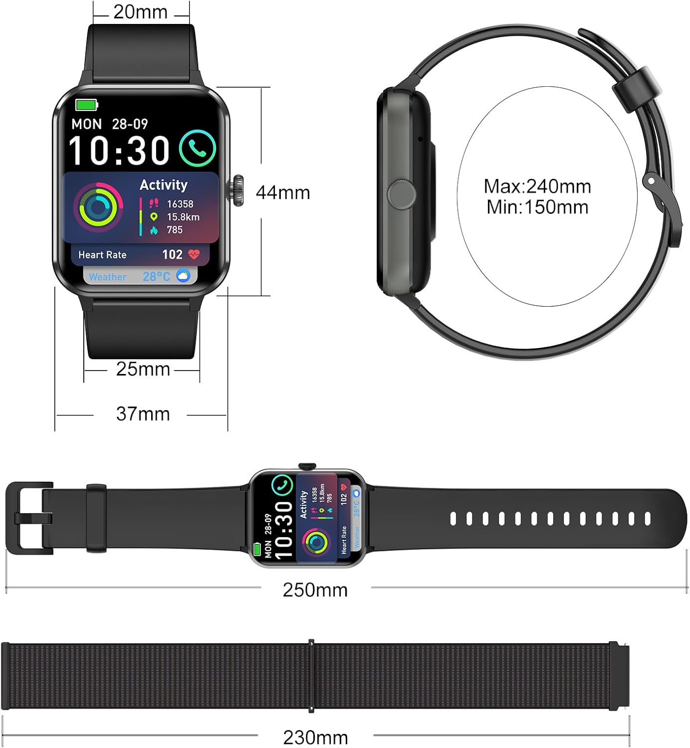 Thumbnail 6 de Blackview Smartwatch 1,85'' per Uomo e Donna: chiamate Bluetooth, monitoraggio salute e 100+ modalità sportive