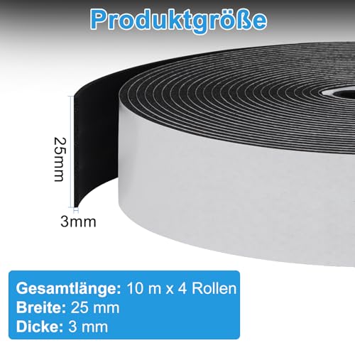 Detalle de Storystore selbstklebendes Schaumstoff-Dichtungsband, 25 mm × 3 mm, 10 m