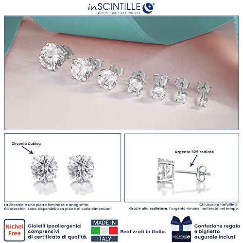 Detalle de Pendientes con Circonita Cúbica en Plata 925 Rodiada de 5 mm de inSCINTILLE (Caja regalo incluida)