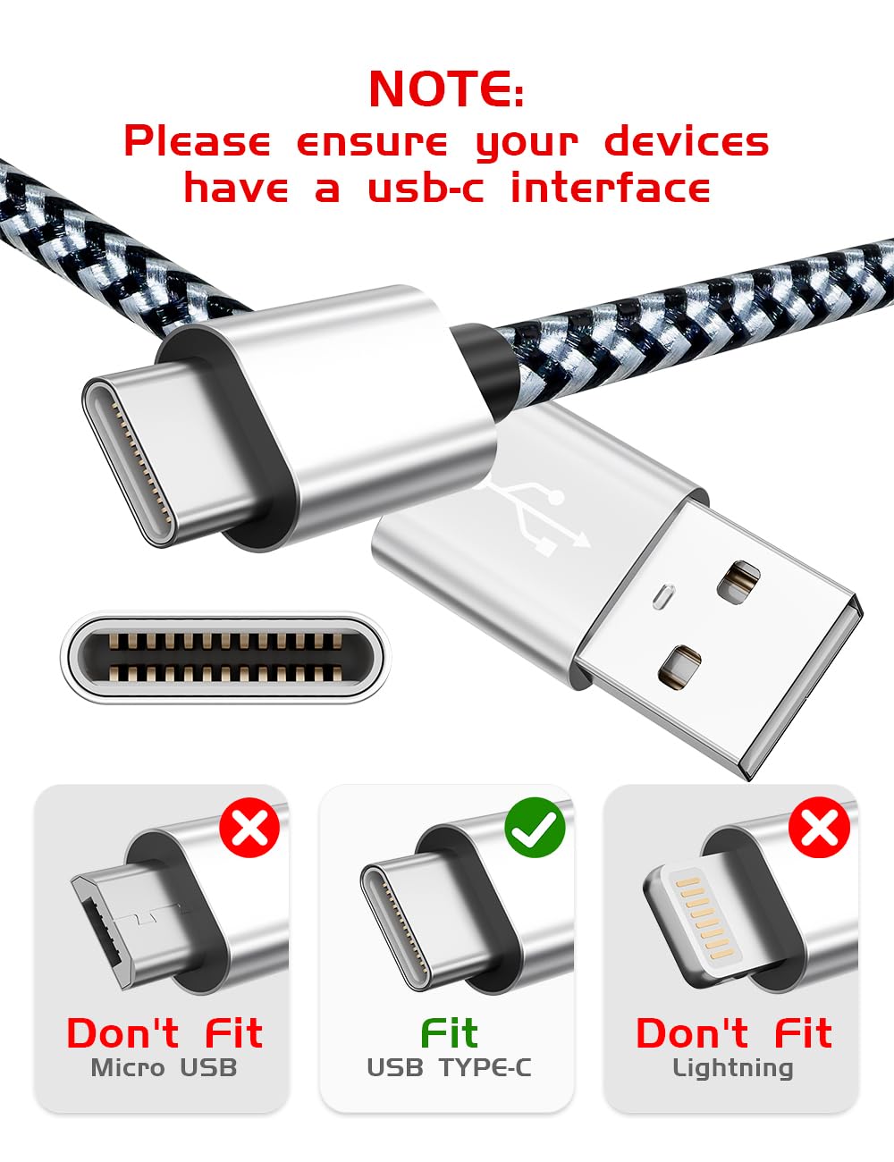 Detalle 1 de Teeind Tpc001 USB C Cable 6ft