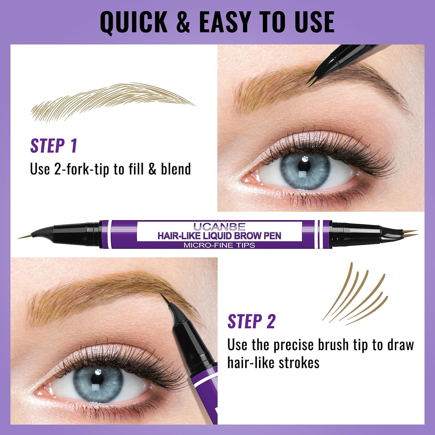 Detalle 2 de UCANBE Crayon Sourcils 2-en-1 Effet Microblading - Brun noirâtre