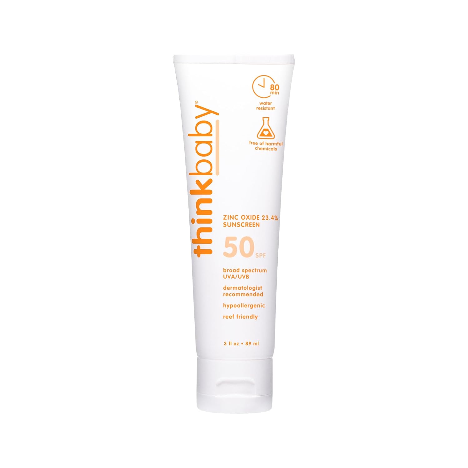 Detalle de Thinkbaby Sunscreen SPF 50+ Mineral Formula, Water Resistant, 3 Oz