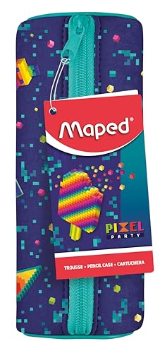 Detalle 2 de Maped - Trousse Ronde Pixel Party : néoprène robuste et toucher doux pour la rentrée