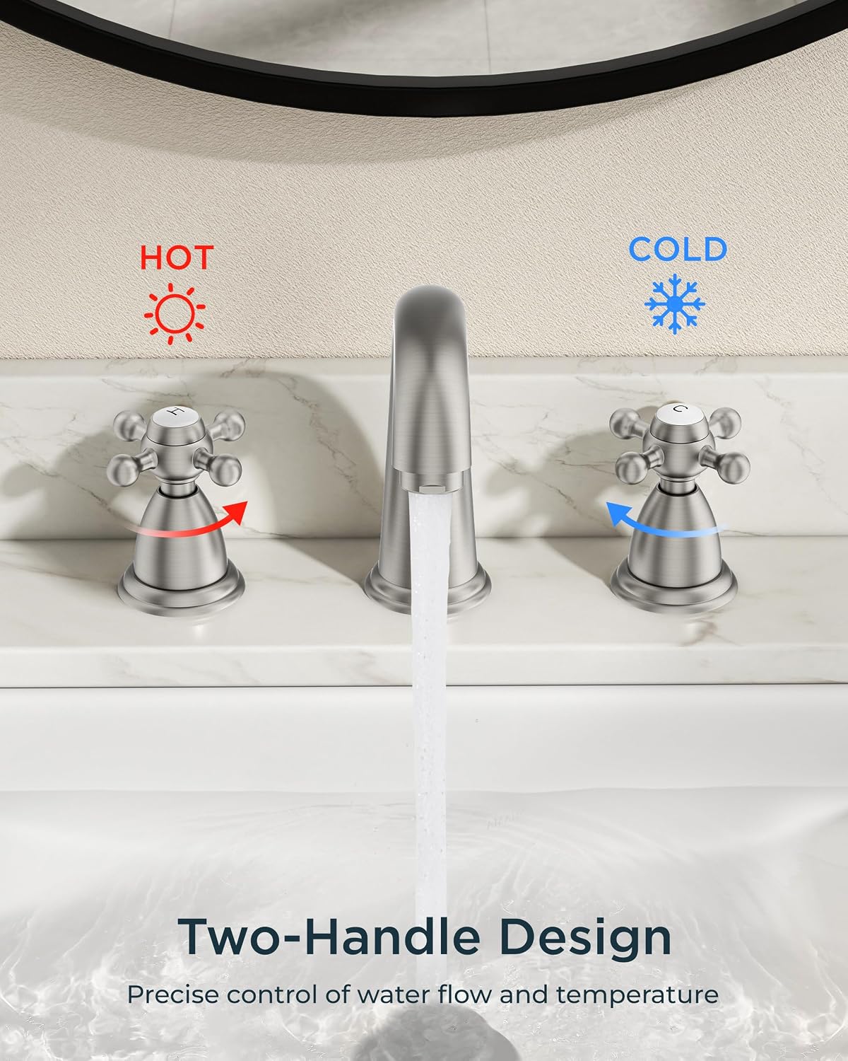 Detalle de FORIOUS Bathroom Faucet 8-inch Widespread