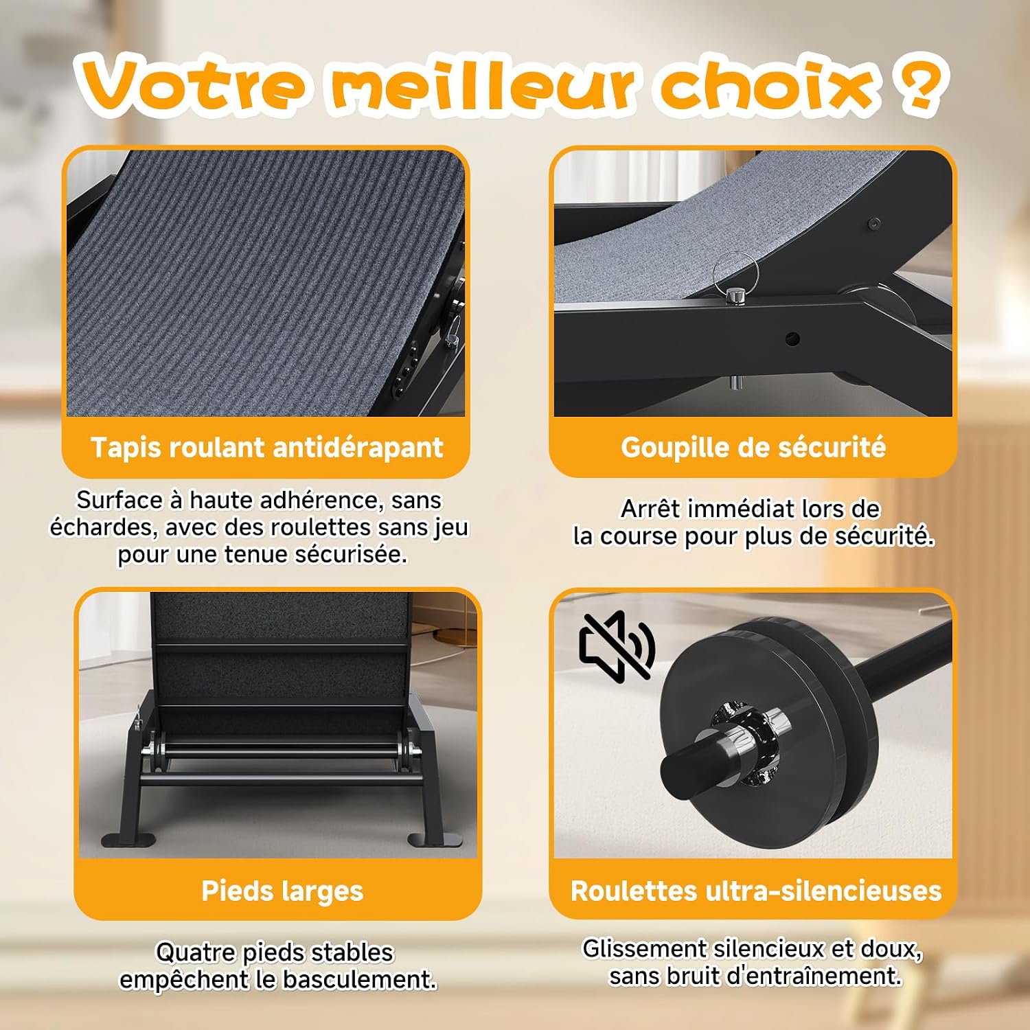Detalle de GTPLAYER Roue pour Chat XL 100 cm – Roue d'exercice silencieuse avec tapis amovible