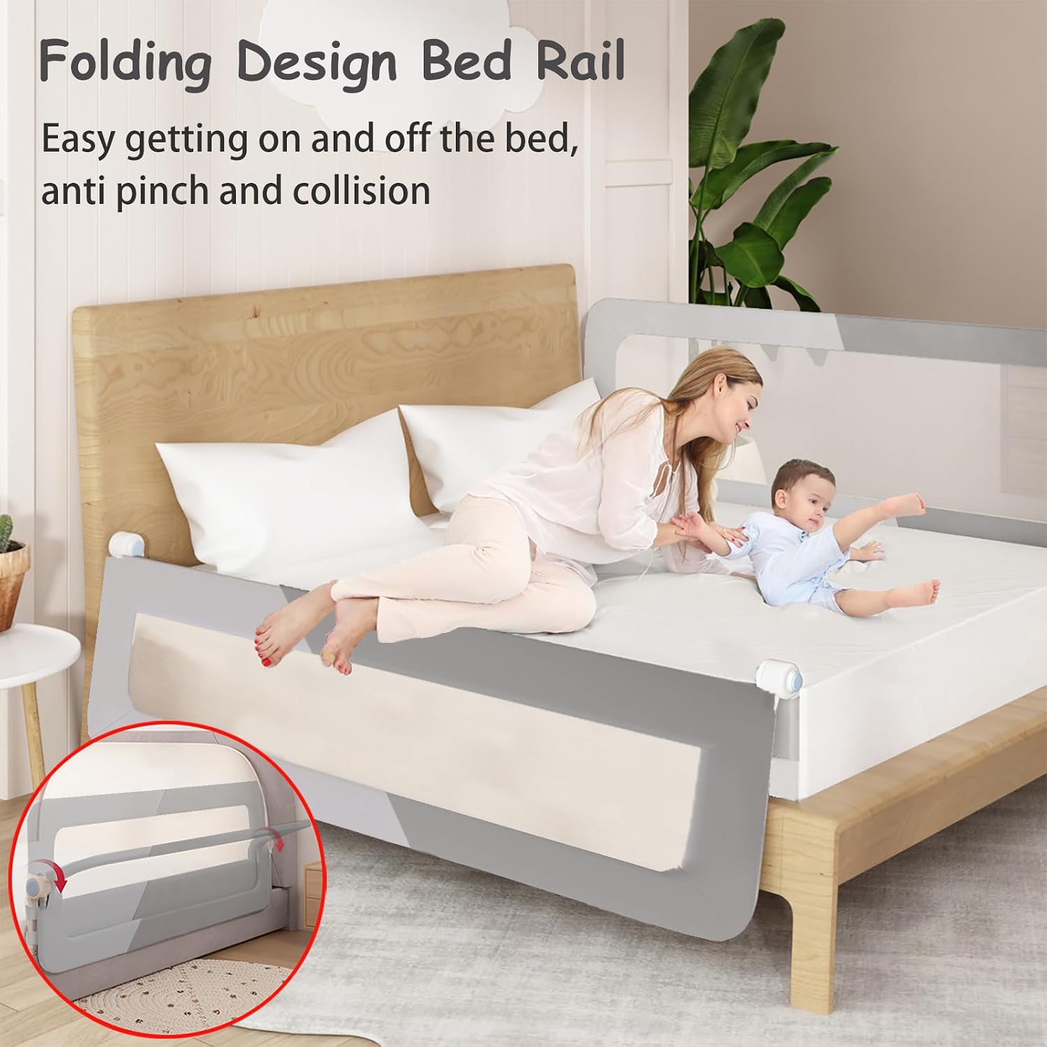 Thumbnail 5 de EAQ BEDRAIL Foldable Toddler Bed Rail, Adjustable Height, Grey Alloy Steel