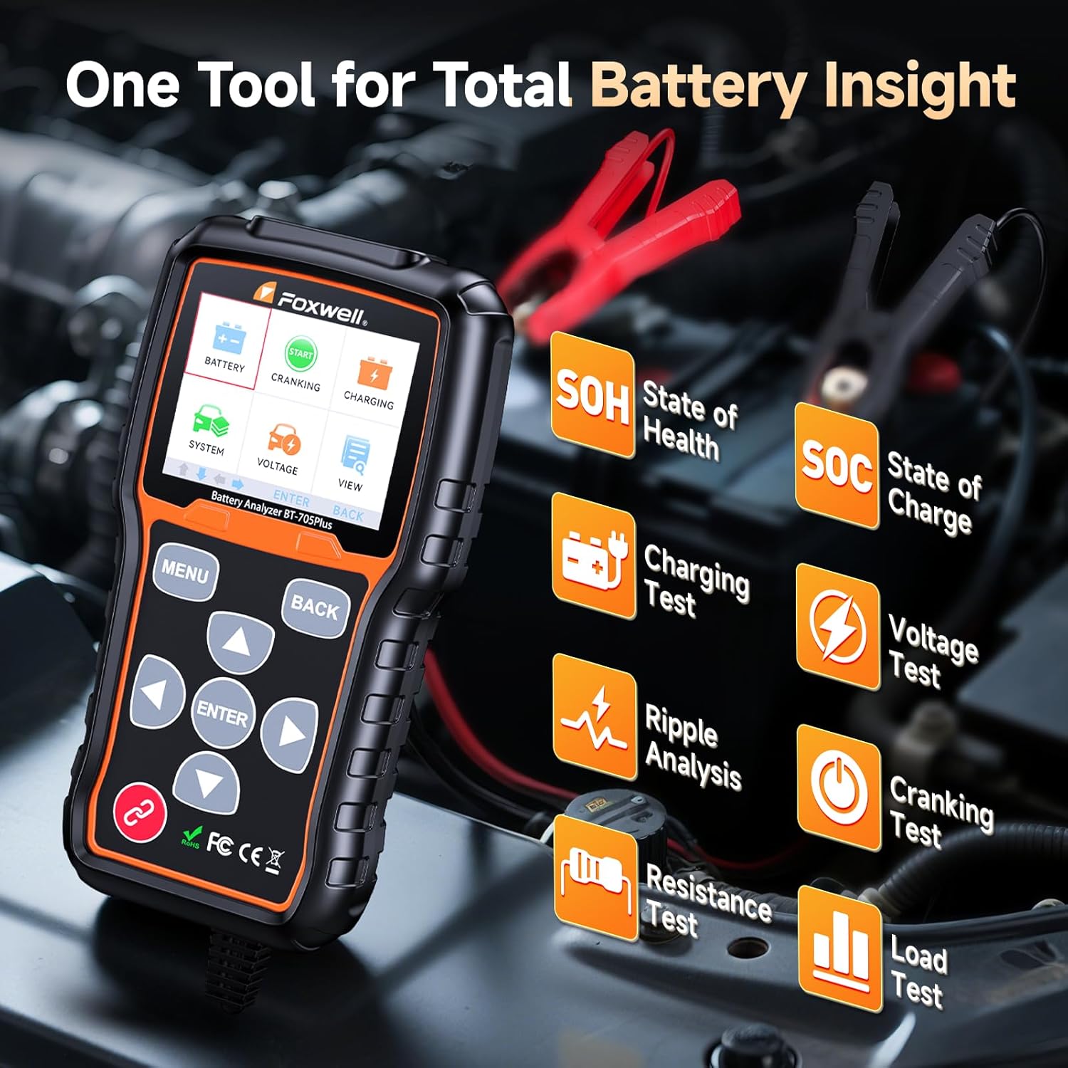Detalle de FOXWELL BT705 Plus battery tester 24V