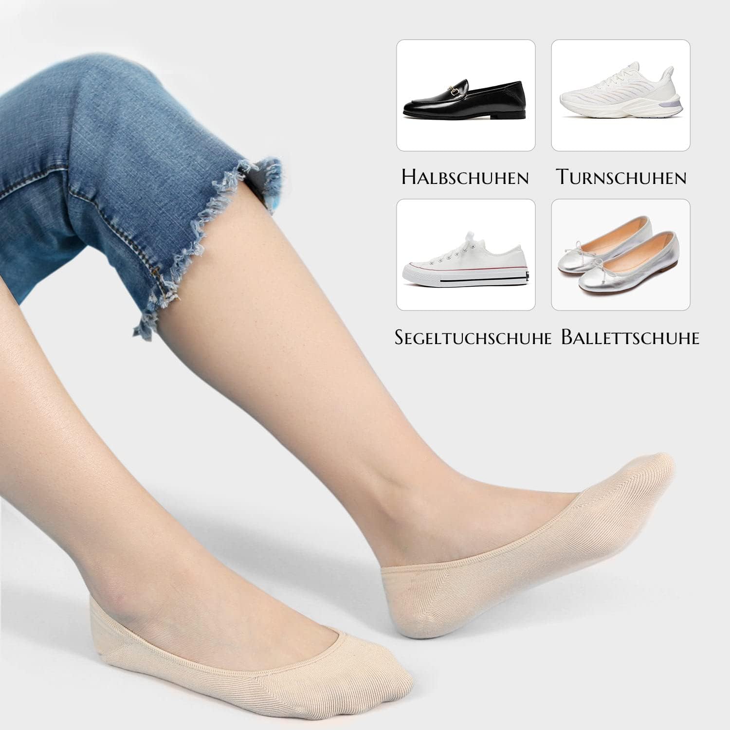 Thumbnail 3 de Lot de 6 paires de chaussettes invisibles basses unisexe avec protection en silicone