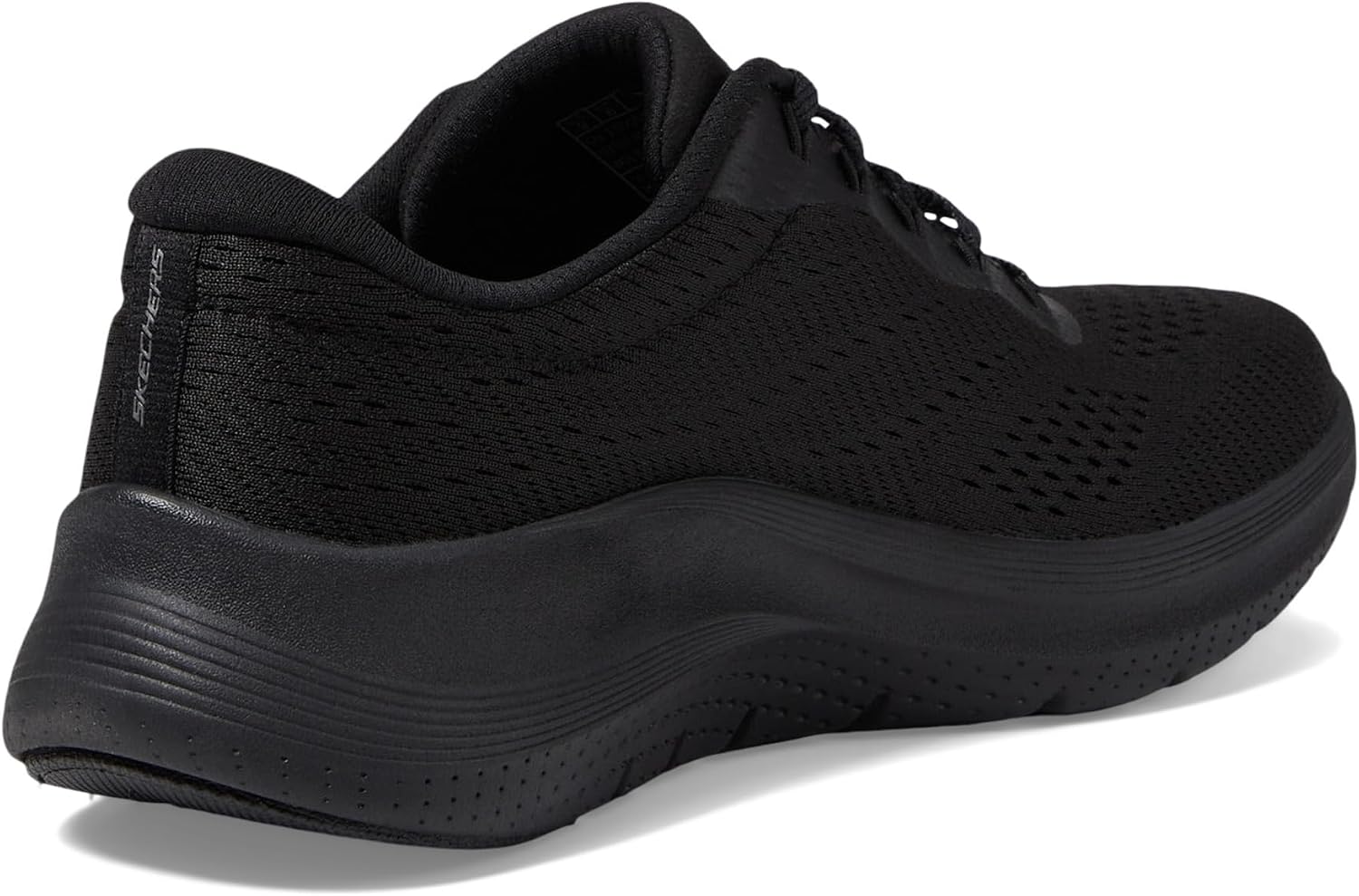 Detalle de Skechers Femme Arch Fit 2.0 Big League – baskets à laçage, mesh noir et détails gunmetal (39,5)