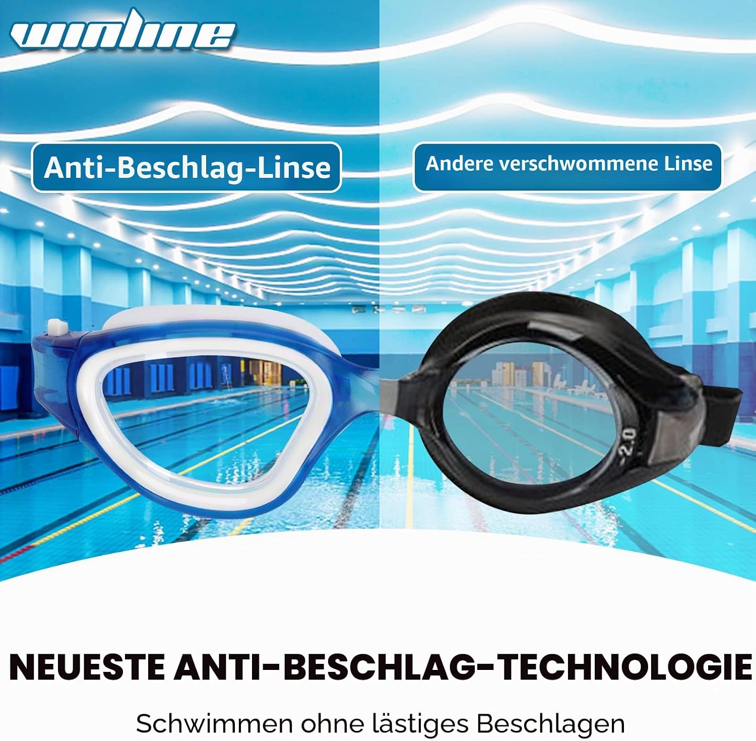 Thumbnail 5 de Winline Schwimmbrille Erwachsene Jugendliche – UV400-Schutz, Anti-Beschlag, klare Sicht und komfortabler Passform