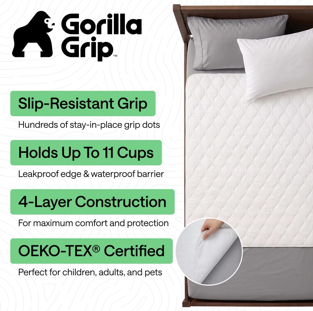 Detalle 2 de GORILLA GRIP 811113032372 Washable Underpad, 52 x 44, White, Slip-Resistant