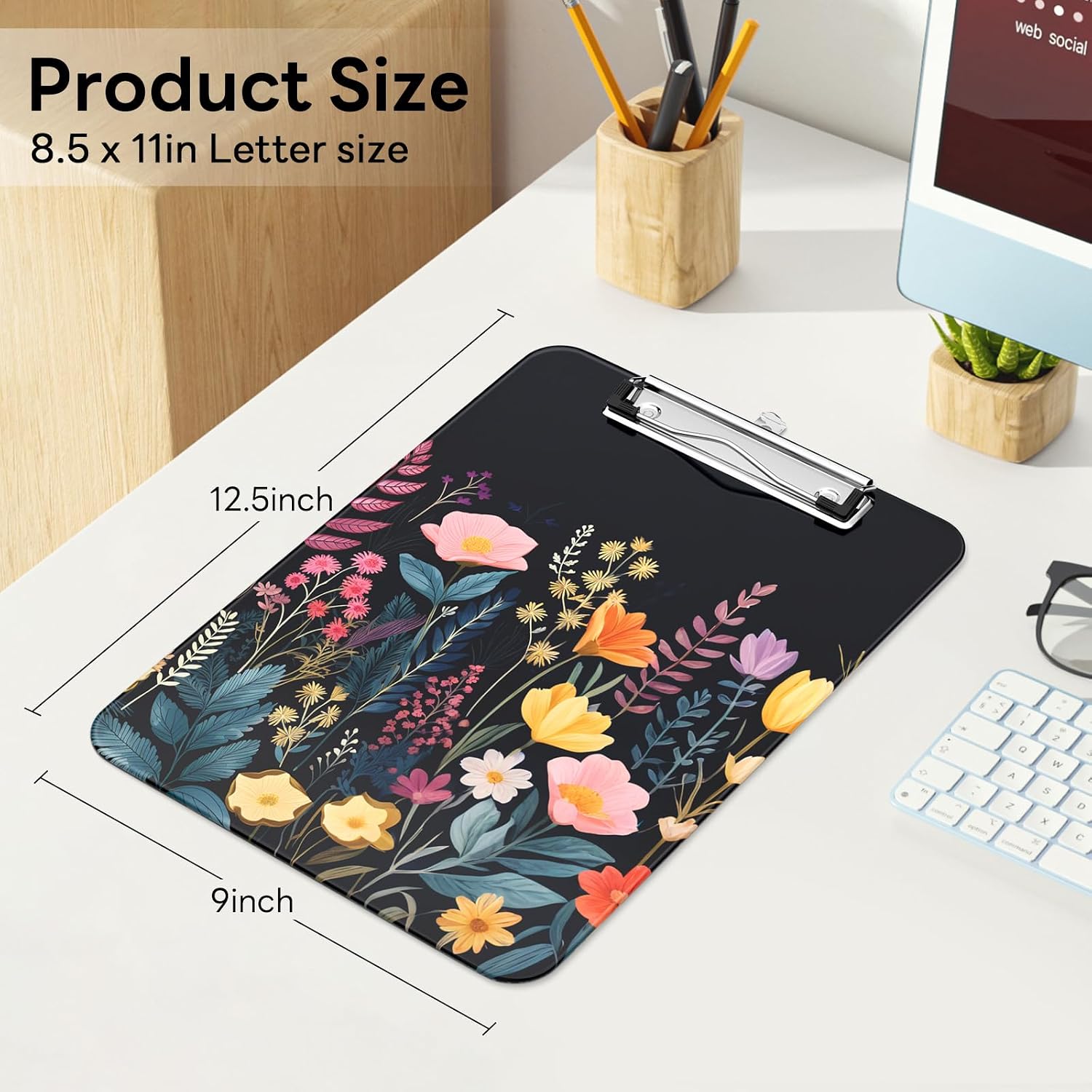 Thumbnail 1 de Luminzo Plastic Cute Clipboard with Low-Profile Metal Clip (A4/Letter, 9 x 12.5 in) for Teachers, Nurses and Everyday Use