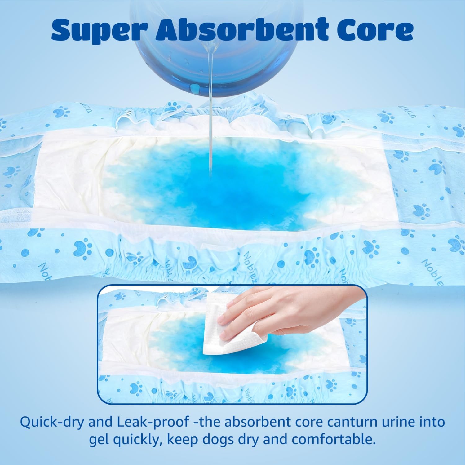 Thumbnail 2 de Nobleza 20 pannolini usa e getta per cani maschi taglia M (34–50 cm) anti-perdite 360° con gel e chiusure regolabili