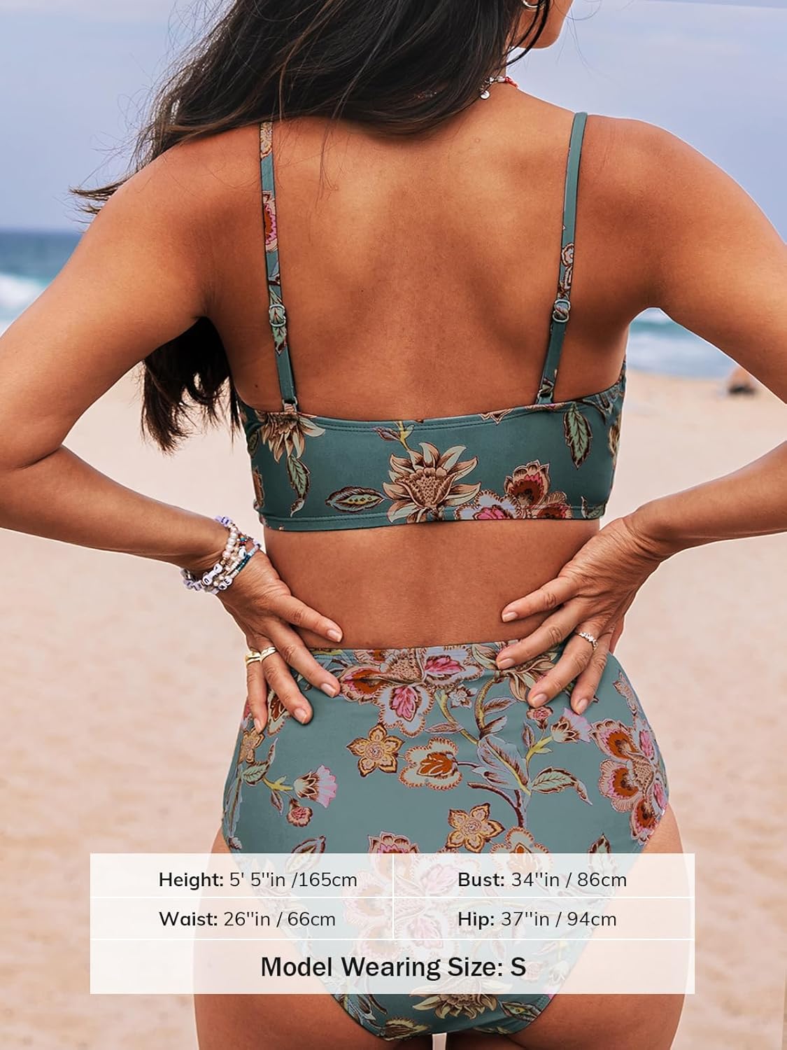 Thumbnail 2 de CUPSHE Femme Bikini Torsadé Taille Haute – Ensemble 2 Pièces Col V Élégant