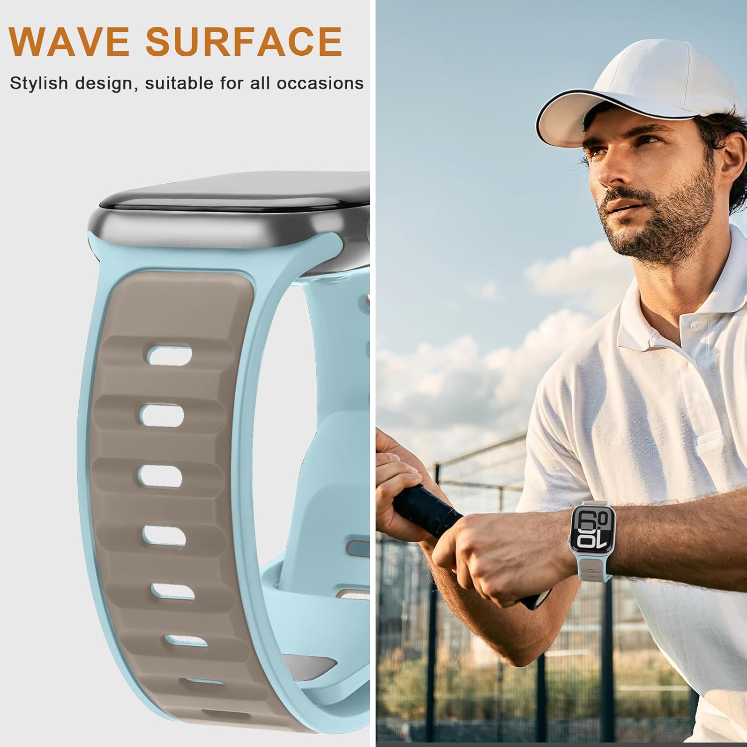 Thumbnail 5 de Anlinser Sport Strap for Apple Watch (38–42mm) – Light Blue Silicone Loop Band