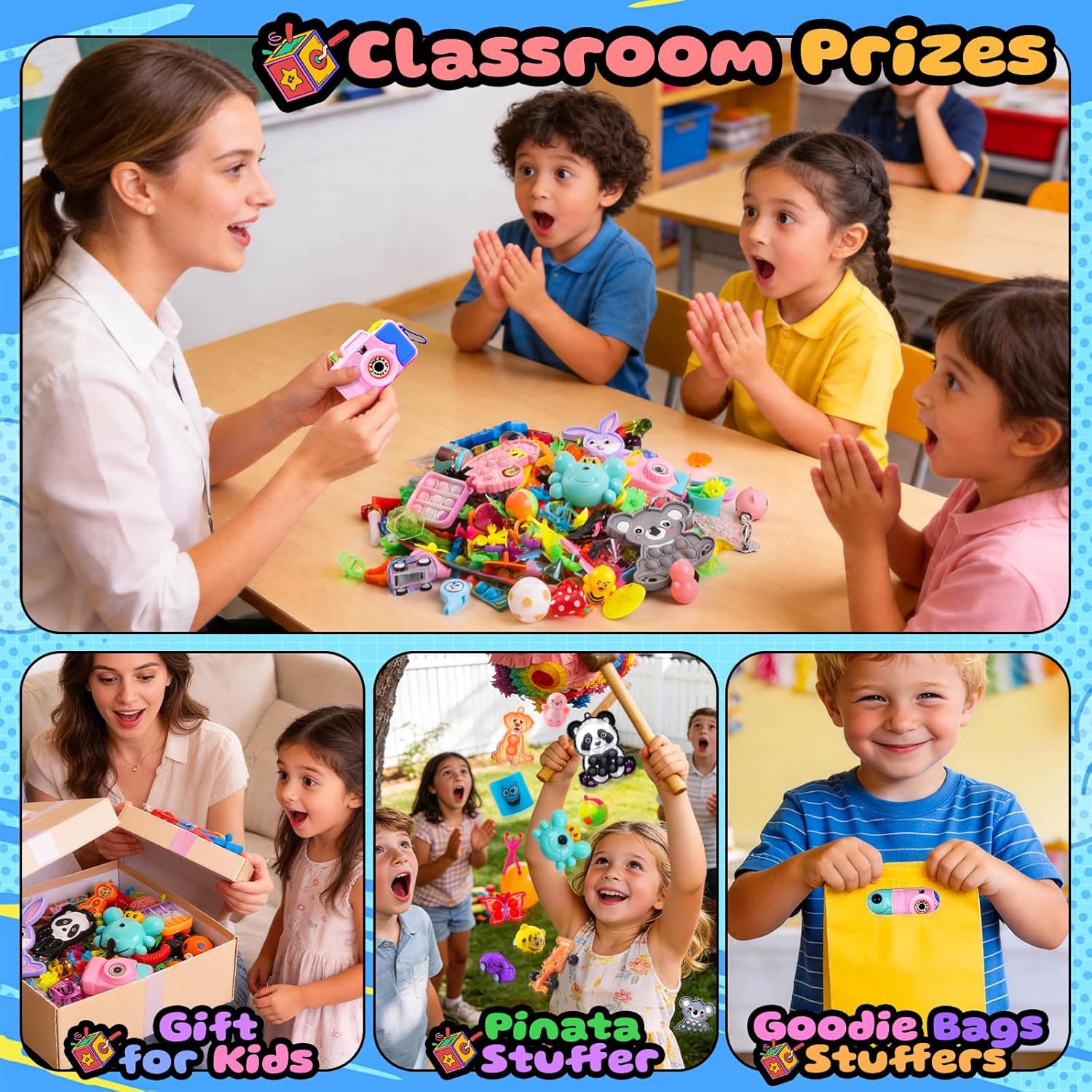 Thumbnail 6 de Kiss Monkey 640-Piece Prize & Treasure Box Toy Set for Kids (Classroom, Party Favors, Pinata Stuffers)