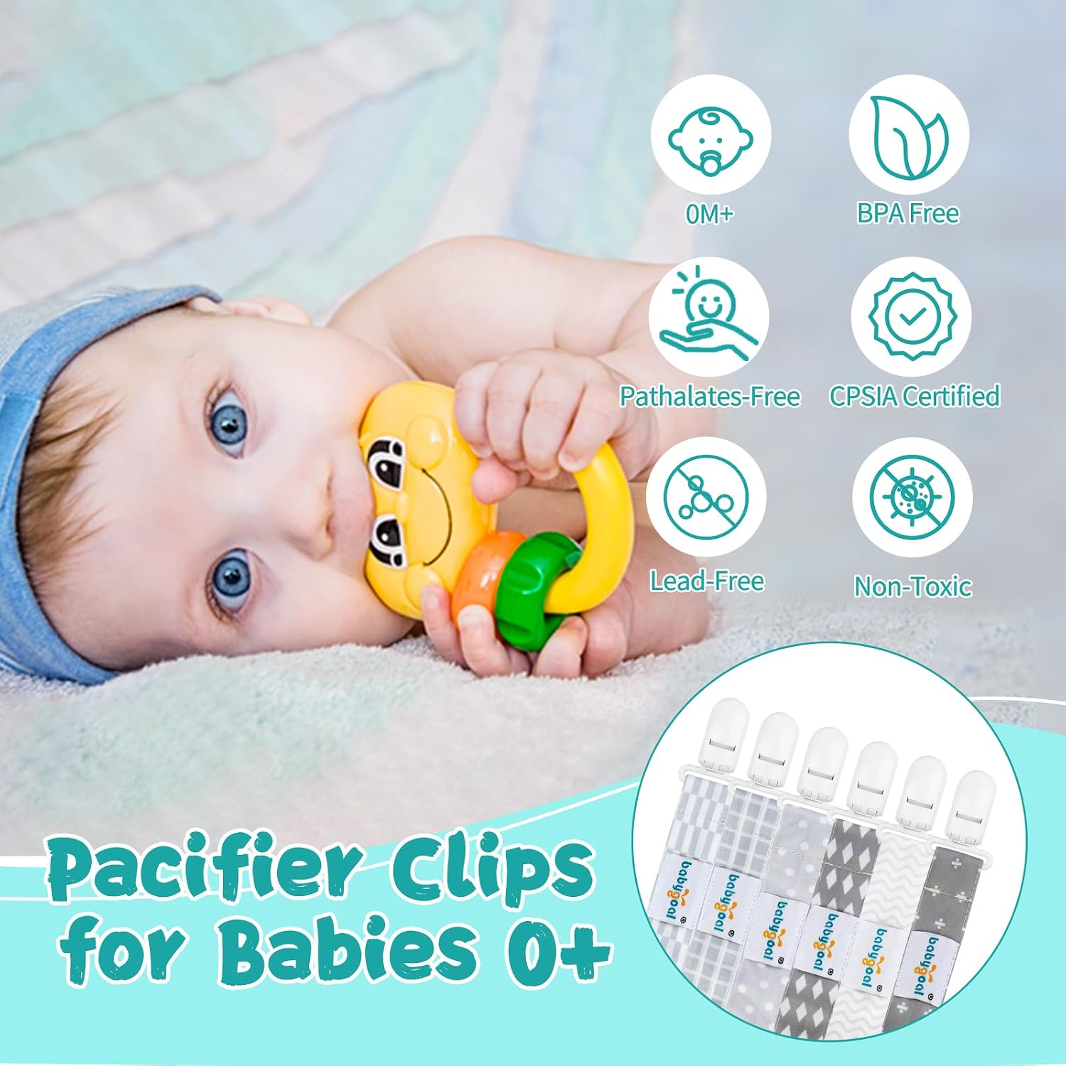 Detalle 2 de babygoal Pacifier Clips, 6-Pack