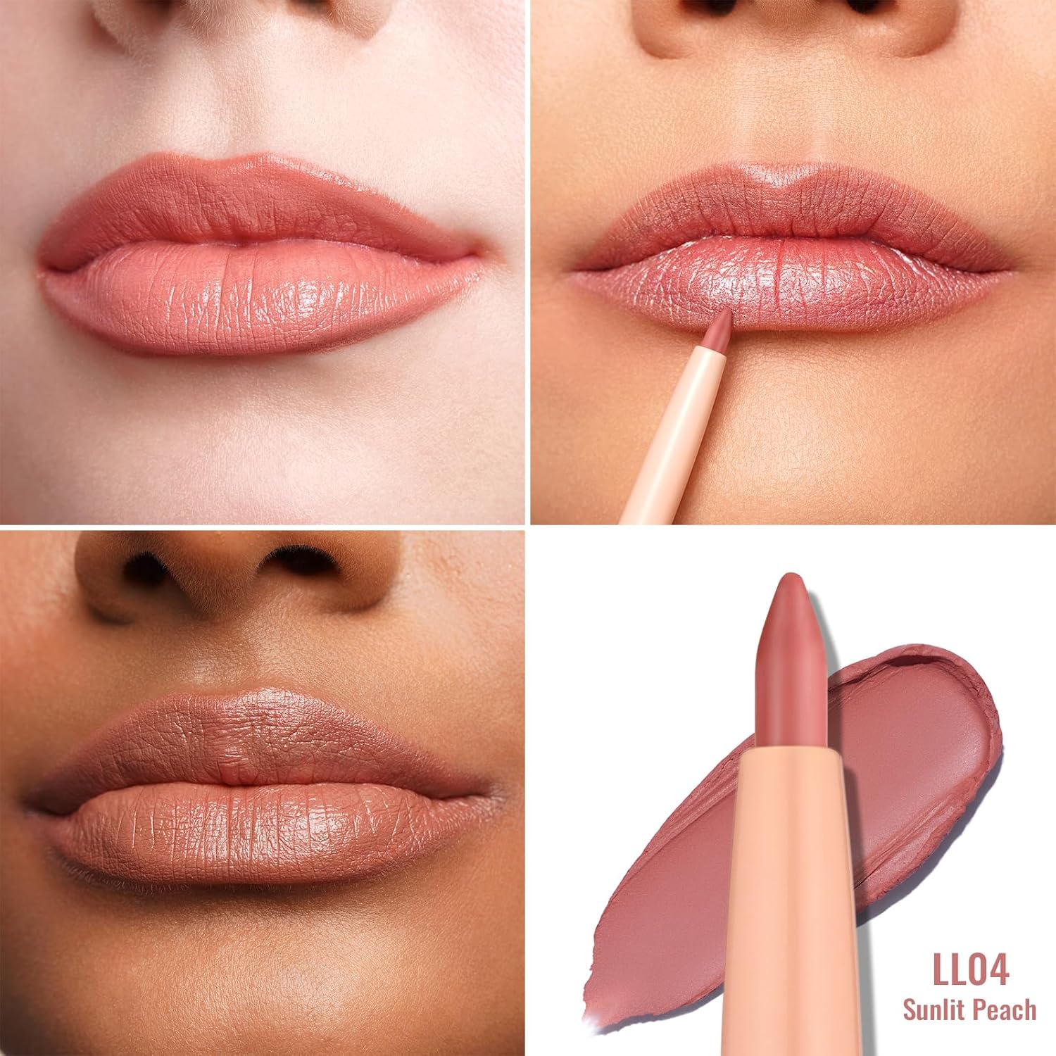 Detalle de OULAC Matita Labbra Corallo Opaco: Lipliner Impermeabile e altamente pigmentato (Sunlit Peach, L04)