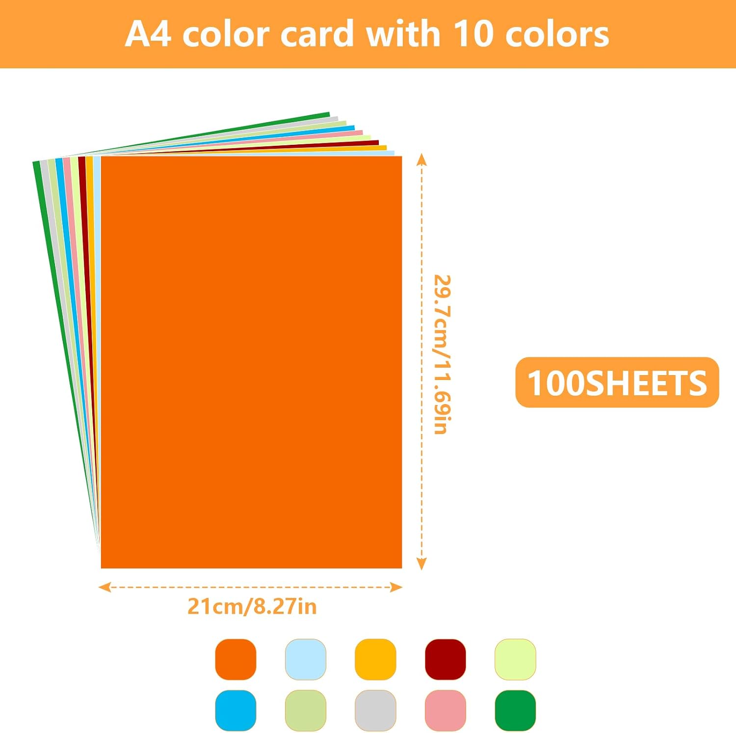Thumbnail 1 de Coloured Paper – 100 Sheets Pack, 120gsm, 10 Assorted Colours