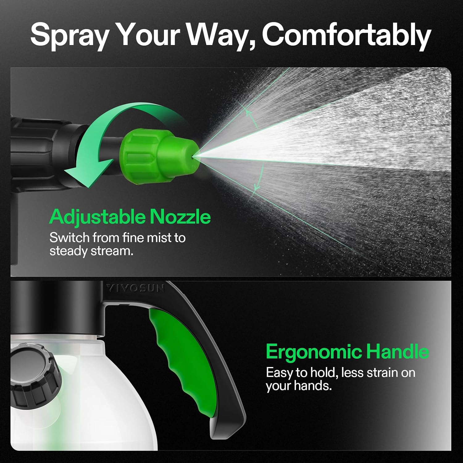 Detalle 1 de VIVOSUN VSG-SPRAY-PP2L Pump Sprayer, 70 oz, Adjustable Nozzle