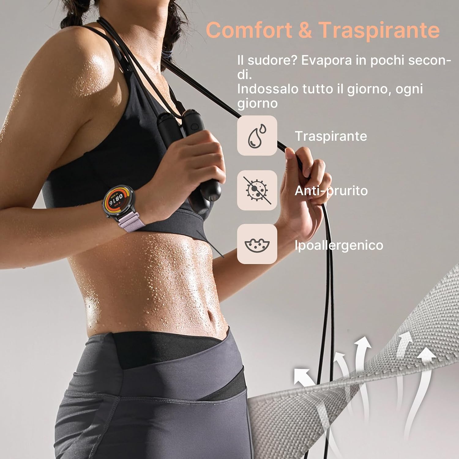 Detalle de Fullmosa 22mm Cinturino elastico in nylon con sgancio rapido: elastico, idrorepellente e compatibile con un’ampia gamma di smartwatch